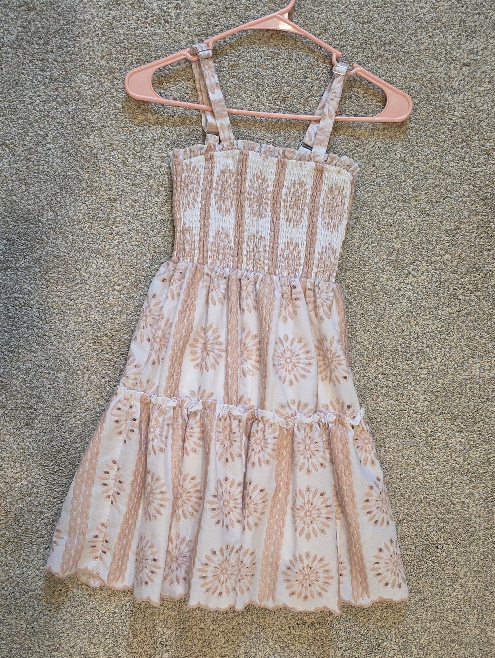 Girls' Pink Floral Smocked Sundress